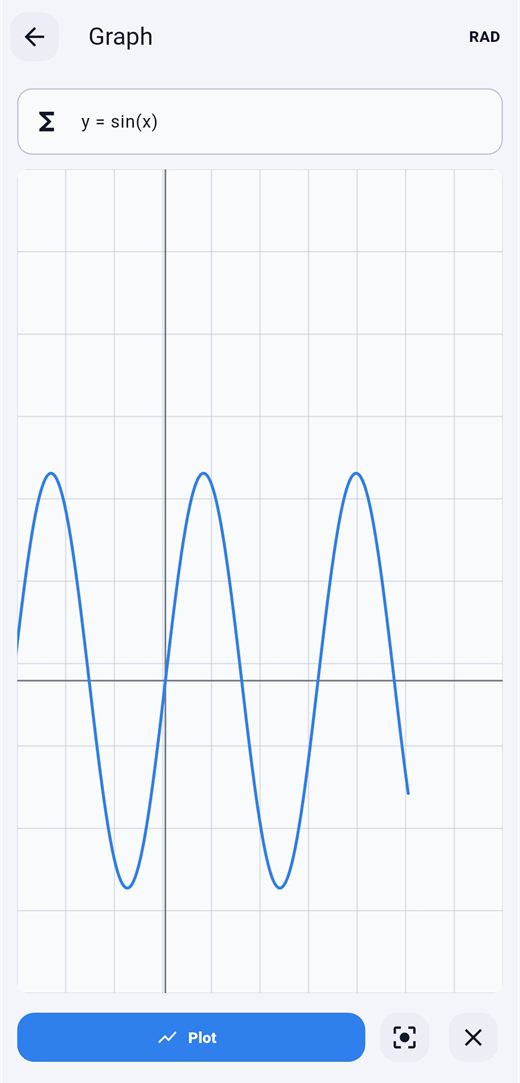 CalcBook graph plotting screen