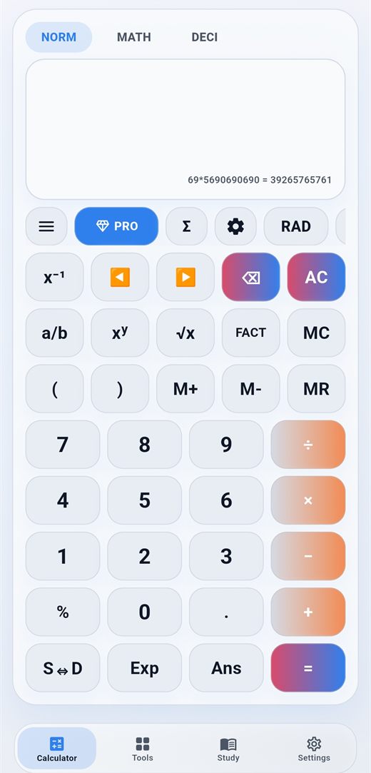CalcBook pocket calculator screen