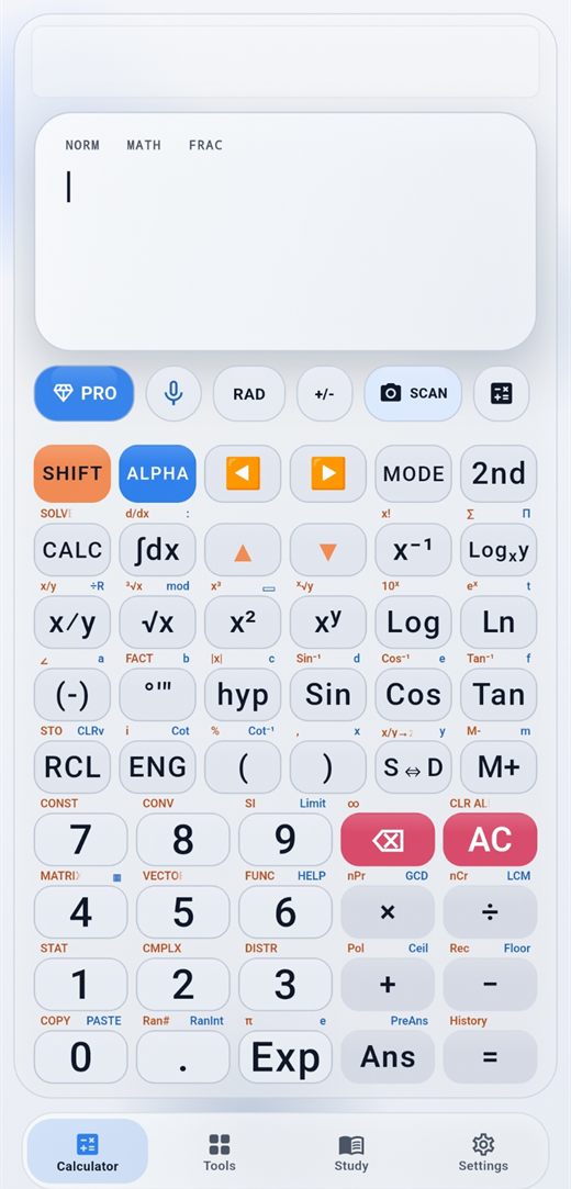 Scientific calculator interface